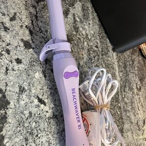 Beachwaver B1 Rotating Curling Iron Purple Automatic Curling Wand 1" Barrel
